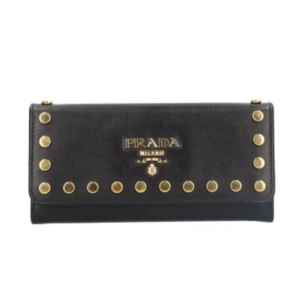 Prada studded long wallet leather